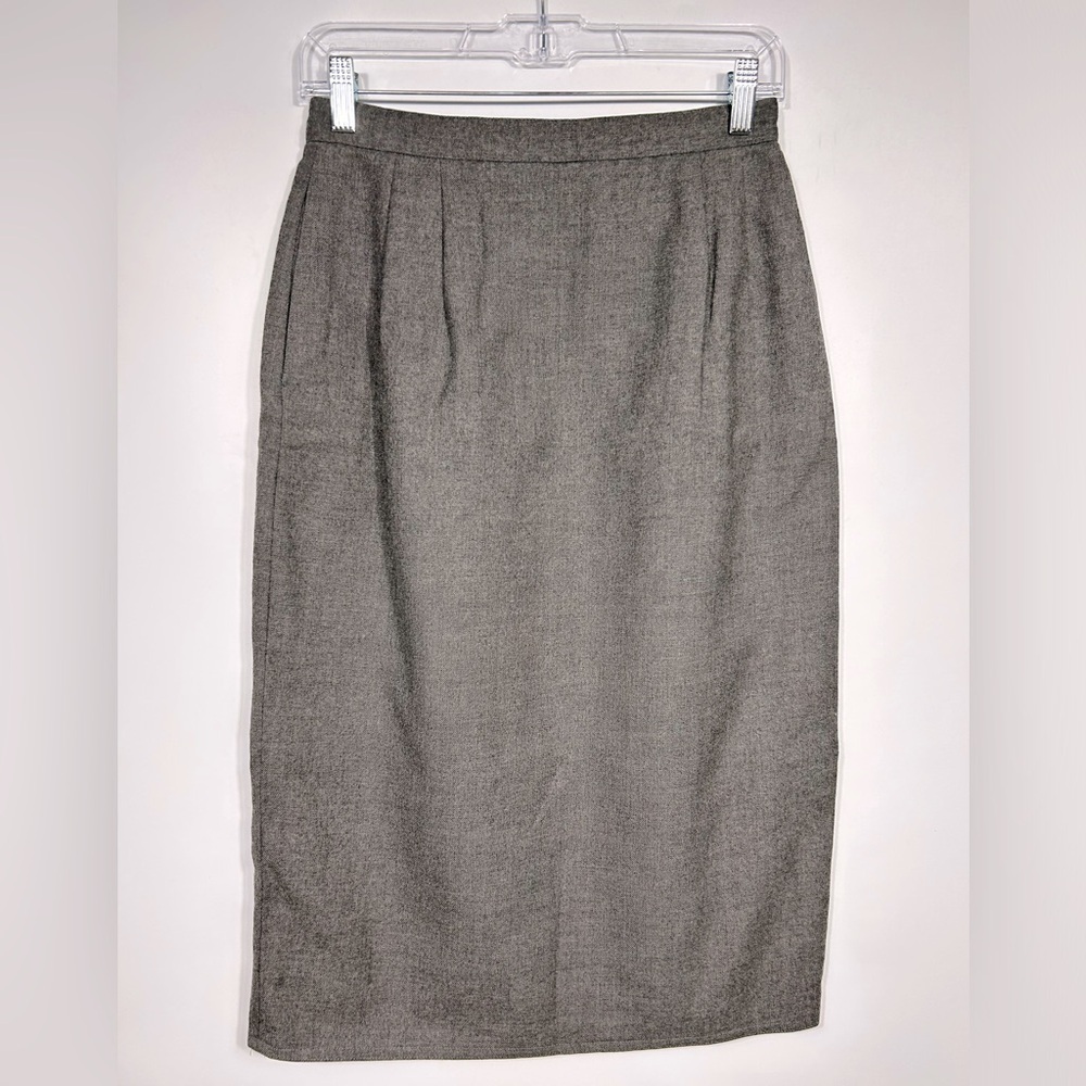 Bernard Holtzman 100% Wool Midi Pencil Skirt Gray Vintage Career Modest Size 8